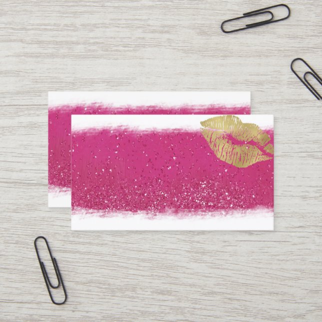 Pink-und GoldlippenVisitenkarte-Schablone Visitenkarte (Vorderseite/Rückseite Beispiel)