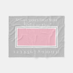 Pink und Grau Baby Girl Milestone Foto Fleecedecke