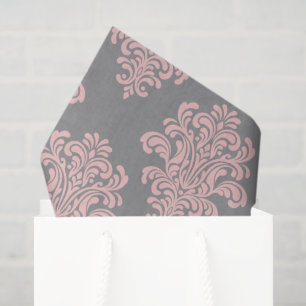 Pink und Grau-Damaskus-Muster Seidenpapier