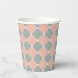 Pink und Grau Diamond Karo Muster Pappbecher