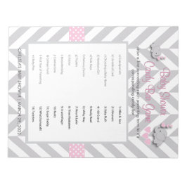 Pink und Grau Elephant Baby Duwer Game Notizblock