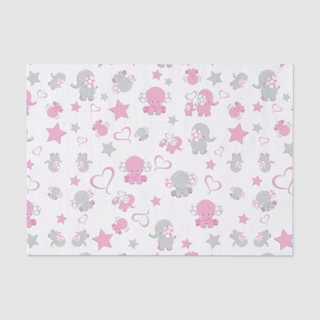 Pink und Grau Elephant Muster drucken Seidenpapier (Vorderseite)