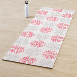 Pink und Grau Geblüht Muster Moderne Yoga Mat Yogamatte