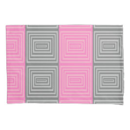 Pink und Grau Kissen mit geometrischem Muster Kissenbezug