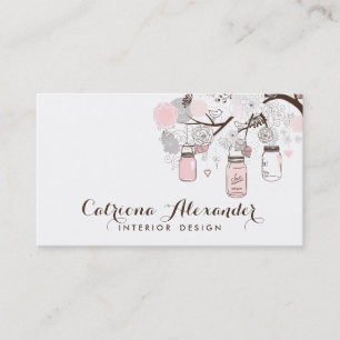 Pink und Grau Mason Jars Business Card Visitenkarte