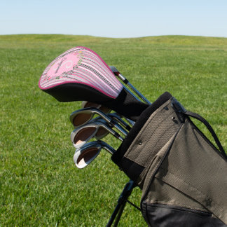 Pink und Grau Muster Streifen, Blume, Personalisie Golf Headcover