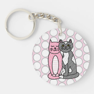 Pink und Grau Niedliche Kätzchen Schlüsselanhänger