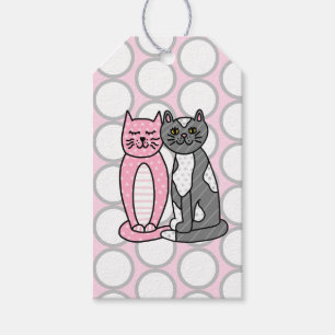 Pink und Grau Niedliche Kätzchen von und nach Geschenkanhänger