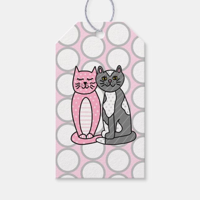 Pink und Grau Niedliche Kätzchen von und nach Geschenkanhänger (Vorderseite)