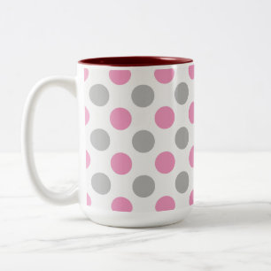 Pink und grau Polka Punkte Zweifarbige Tasse