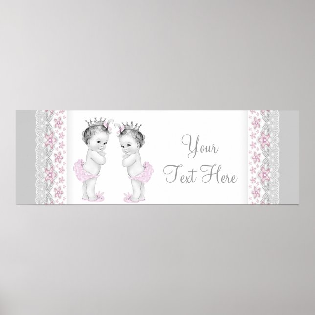 Pink und Grau Twin Baby Girl Princess Poster (Vorne)