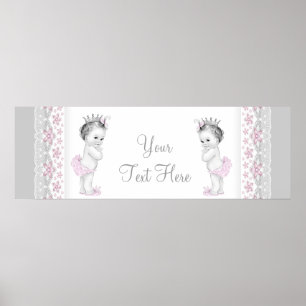 Pink und Grau Twin Baby Girl Princess Poster