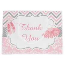 Pink und Grau Zickzack Ballerina Danke