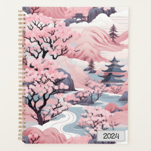 Pink und Grauer japanischer Landschaftsplaner Planer