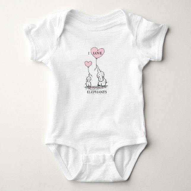 Pink und Gray Baby Elephant Baby Strampler (Vorderseite)