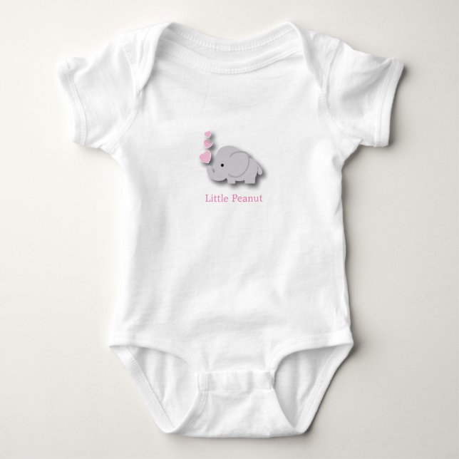 Pink und Gray Baby Elephant - Little Peanut Baby Strampler (Vorderseite)
