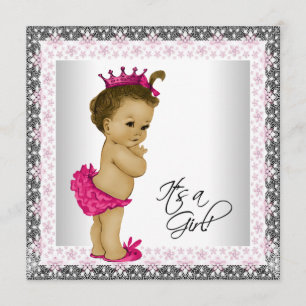 Pink und Gray Baby Girl Dusche Einladung