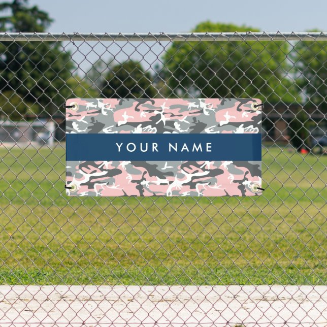 Pink und Gray Camouflage Ihr Name personalisieren Banner (Insitu)
