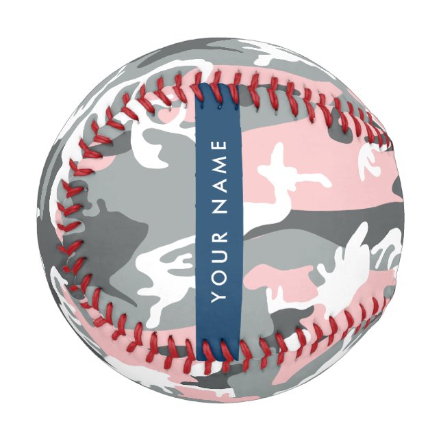 Pink und Gray Camouflage Ihr Name personalisieren Baseball (Vorderseite Links)