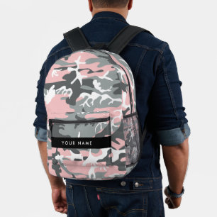 Pink und Gray Camouflage Ihr Name personalisieren Bedruckter Rucksack
