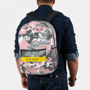 Pink und Gray Camouflage Ihr Name personalisieren Bedruckter Rucksack