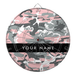 Pink und Gray Camouflage Ihr Name personalisieren Dartscheibe