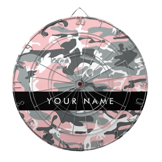 Pink und Gray Camouflage Ihr Name personalisieren Dartscheibe (vorne)