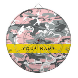 Pink und Gray Camouflage Ihr Name personalisieren Dartscheibe