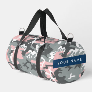Pink und Gray Camouflage Ihr Name personalisieren Duffle Bag