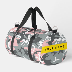 Pink und Gray Camouflage Ihr Name personalisieren Duffle Bag