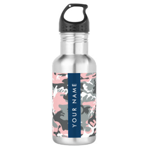 Pink und Gray Camouflage Ihr Name personalisieren Edelstahlflasche