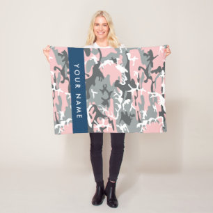Pink und Gray Camouflage Ihr Name personalisieren Fleecedecke