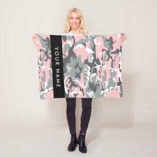 Pink und Gray Camouflage Ihr Name personalisieren Fleecedecke