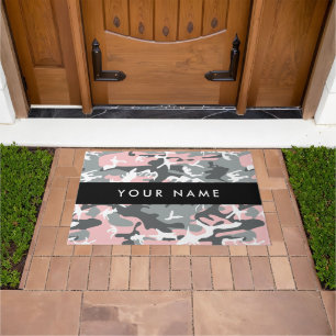 Pink und Gray Camouflage Ihr Name personalisieren Fußmatte