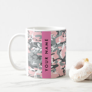 Pink und Gray Camouflage Ihr Name personalisieren Kaffeetasse