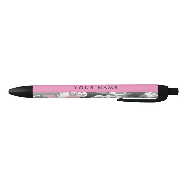 Pink und Gray Camouflage Ihr Name personalisieren Kugelschreiber (Unterseite)