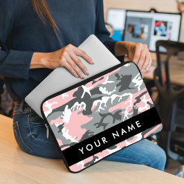 Pink und Gray Camouflage Ihr Name personalisieren Laptopschutzhülle