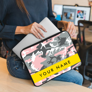 Pink und Gray Camouflage Ihr Name personalisieren Laptopschutzhülle