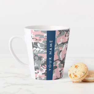 Pink und Gray Camouflage Ihr Name personalisieren Milchtasse