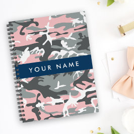 Pink und Gray Camouflage Ihr Name personalisieren Notizblock