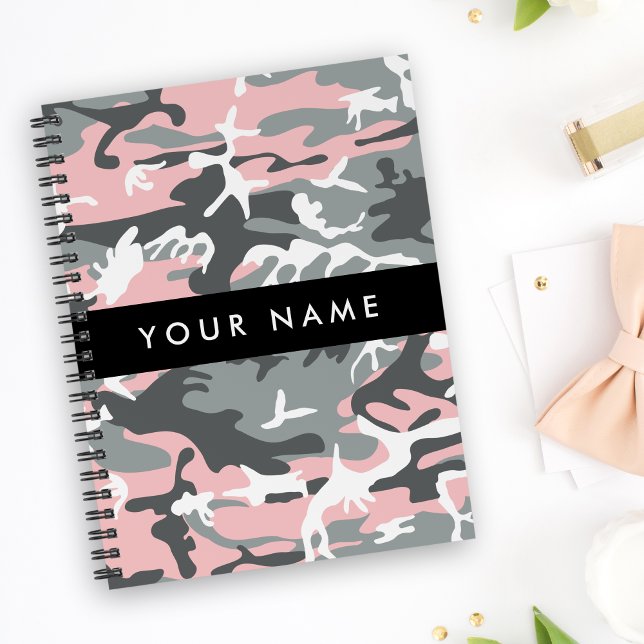 Pink und Gray Camouflage Ihr Name personalisieren Notizbuch (Von Creator hochgeladen)