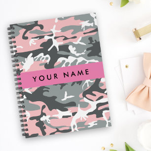Pink und Gray Camouflage Ihr Name personalisieren Notizbuch