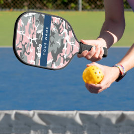 Pink und Gray Camouflage Ihr Name personalisieren Pickleball Schläger