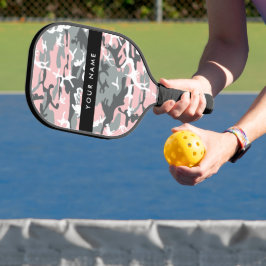 Pink und Gray Camouflage Ihr Name personalisieren Pickleball Schläger