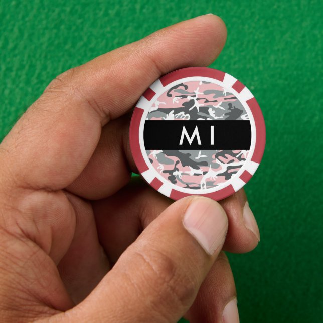 Pink und Gray Camouflage Ihr Name personalisieren Pokerchips (Hand)