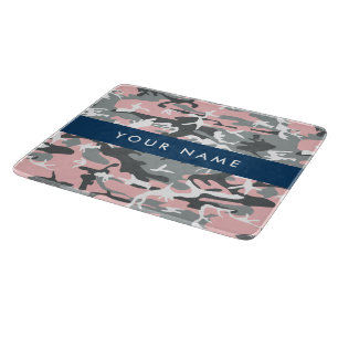 Pink und Gray Camouflage Ihr Name personalisieren Schneidebrett