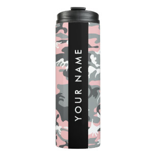 Pink und Gray Camouflage Ihr Name personalisieren Thermosbecher