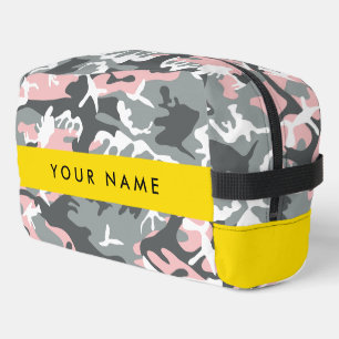 Pink und Gray Camouflage Ihr Name personalisieren Waschbeutel