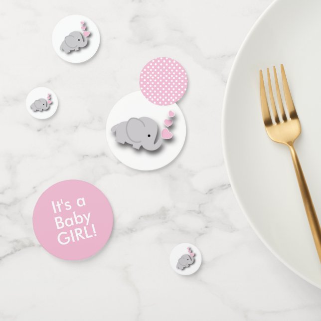 Pink und Gray Elephant 🐘 | Babydusche Konfetti (Gruppe)