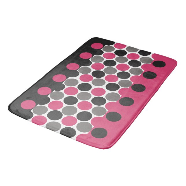 Pink und Gray Polika Dot Badematte (Schrägansicht)